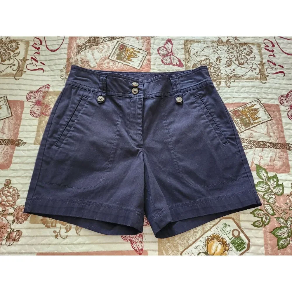 Talbots Petites Women's Navy Blue Shorts Stretch Size‎ 2P